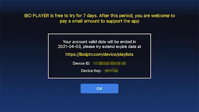 iboplayer device id and device key